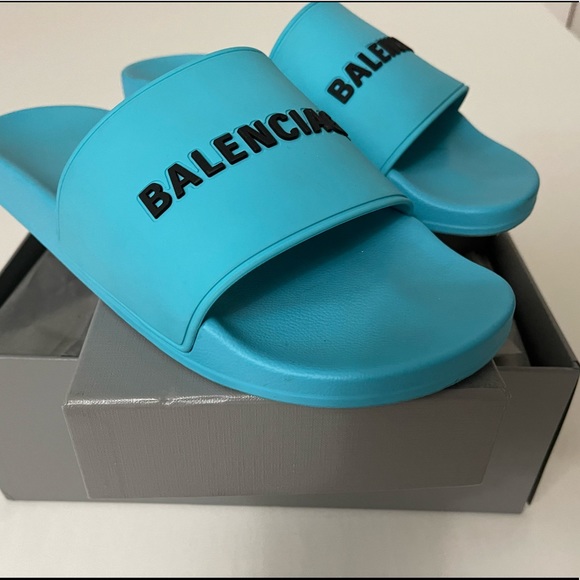 BALENCIAGA MEN POOL SLIDE TURQUOISE 46EU/13US - Picture 10 of 16